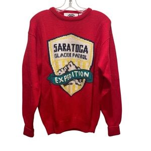 Saratoga Robert Peritz Wool Graphic Sweater Red Mens Size Medium